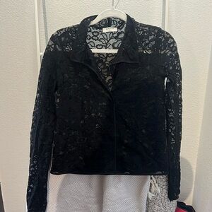 Babaton Aritzia lace sheer long sleeve blouse, XS